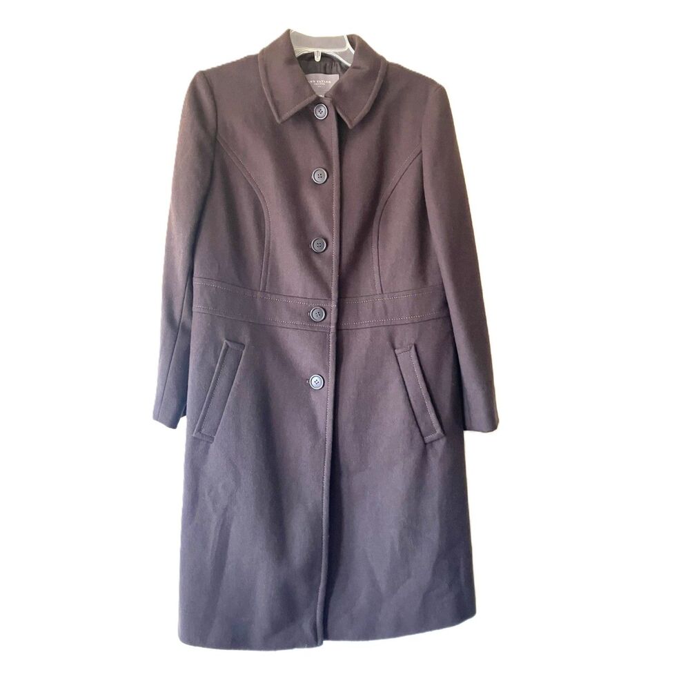 Ann Taylor Petites Brown Wool Blend Heavyweight Long Coat Women's Size 12P